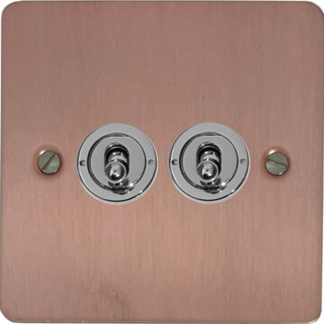 flat rose gold toggle switch (2 gang/polished chrome toggle) front fc20825