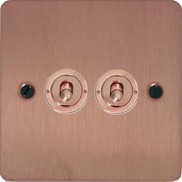 flat rose gold toggle switch (2 gang/rose gold toggle) front fc20825