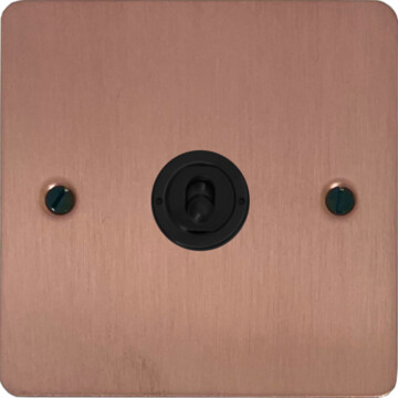 flat rose gold intermediate toggle switch (1 gang/flat black toggle) front fc20825