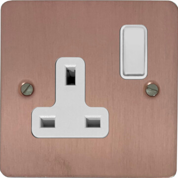 flat rose gold single socket (white switch) front fc20825