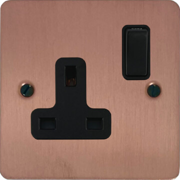 flat rose gold single socket (black switch) front fc20825