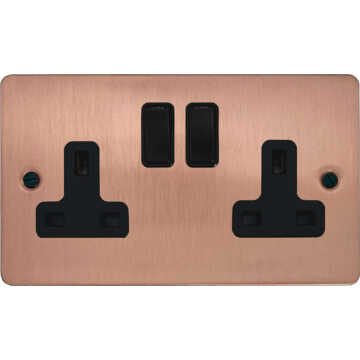 flat rose gold double socket (black switch) front fc20825