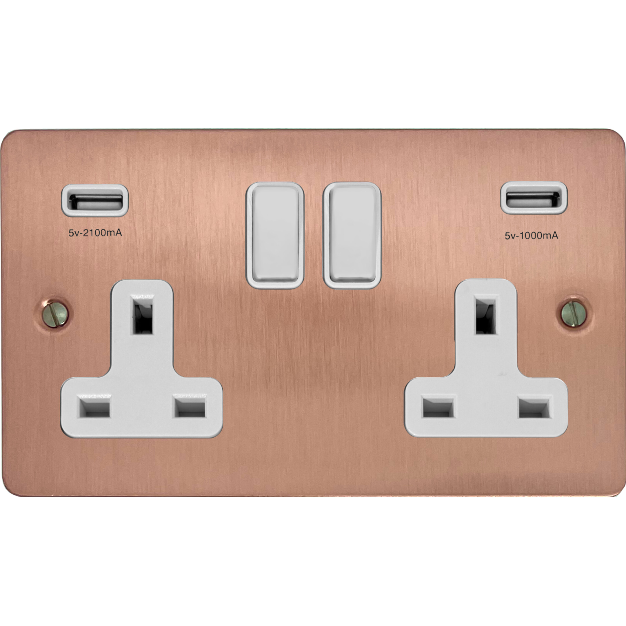 Socket Outlets Rose FRG910W | Flat Rose Gold Double Socket with USB (White Switch) | G&H ...