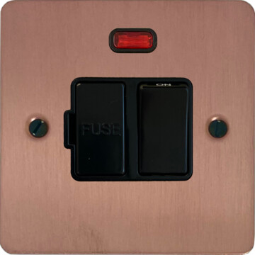 flat rose gold switched fused spur with neon (black switch) front fc20825