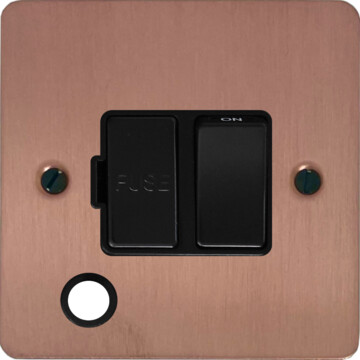 flat rose gold switched fused spur with flex outlet (black switch) front fc20825