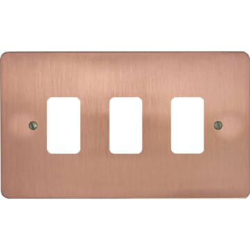 flat rose gold grid plate (3 gang) front fc20825