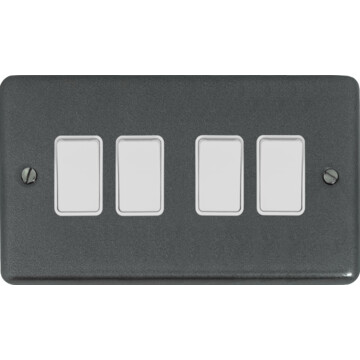 contour pewter light switch (4 gang/white switches) front fc20825