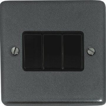 contour pewter light switch (3 gang/black switches) front fc20825