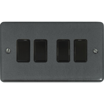 contour pewter light switch (4 gang/black switches) front fc20825