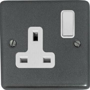 contour pewter single socket (white switch) front fc20825