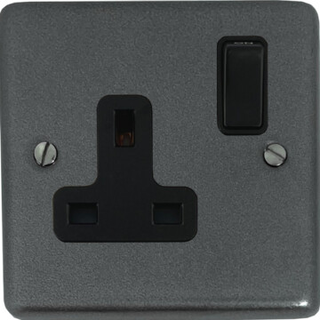 contour pewter single socket (black switch) front fc20825