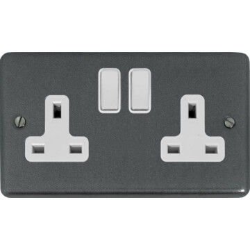 contour pewter double socket (white switches) front fc20825
