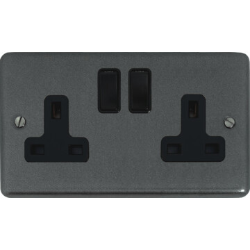 contour pewter double socket (black switches) front fc20825