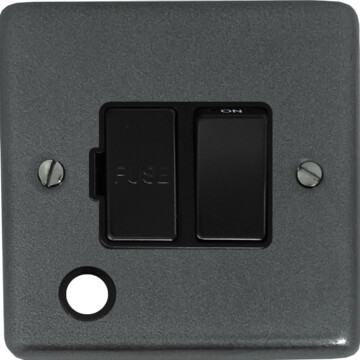 contour pewter switched fused spur with flex outlet (black switch) front fc20825