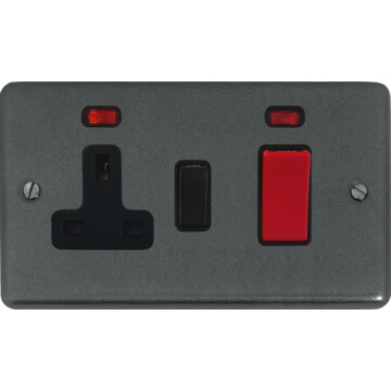 contour pewter cooker switch with socket (black switch) front fc20825