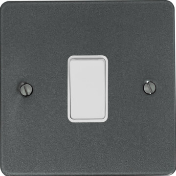 flat pewter light switch (1 gang/white insert/white switch) front fc20825