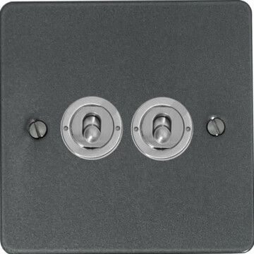 flat pewter toggle switch (2 gang) front fc20825