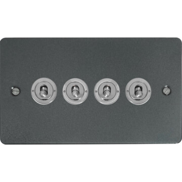 flat pewter toggle switch (4 gang) front fc20825