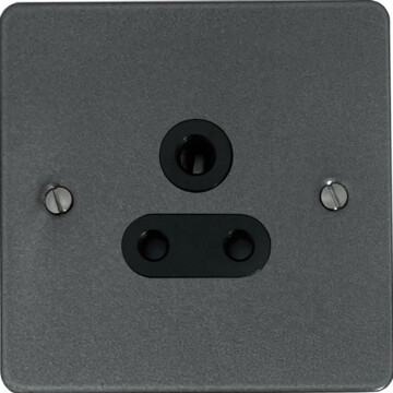 flat pewter 5a 3 pin socket (black insert) front fc20825