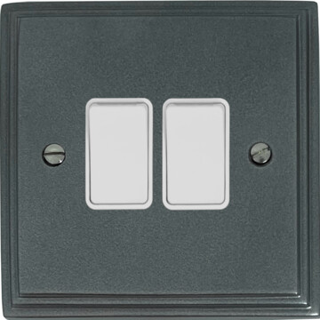 pewter light switch (2 gang/white switch) front fc20825