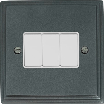 pewter light switch (3 gang/white switches) front fc20825