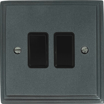 pewter light switch (2 gang/black switch) front fc20825