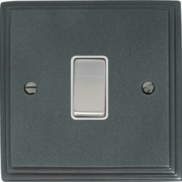pewter light switch (1 gang/white insert/satin chrome switch) front fc20825