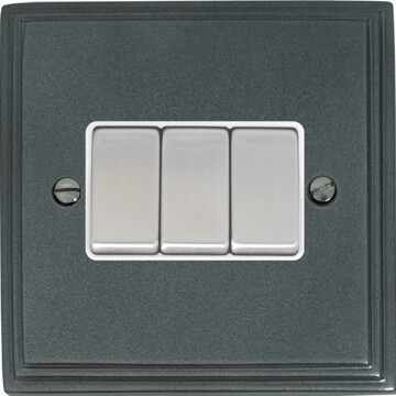 pewter light switch (3 gang/white insert/satin chrome switch) front fc20825