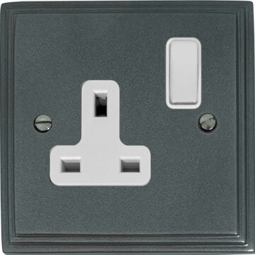 pewter single socket (white switch) front fc20825