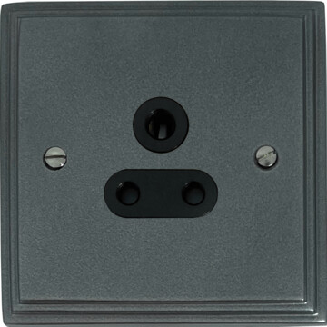 pewter 5a 3 pin socket (black insert) front fc20825