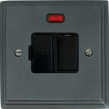 pewter switched fused spur with neon (black switch) front fc20825
