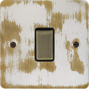 flat dover bronze light switch (1 gang/antique brass switch/black insert) front fc20825