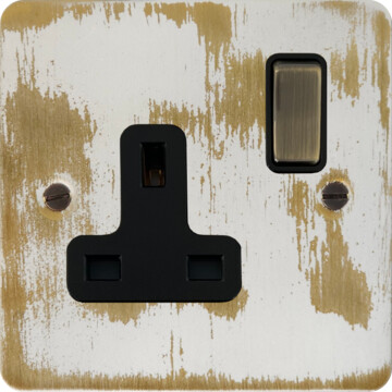 flat dover bronze socket (single socket/antique brass switch/black insert) front fc20825