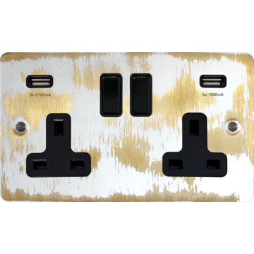 flat dover bronze double socket with usb front fc20825