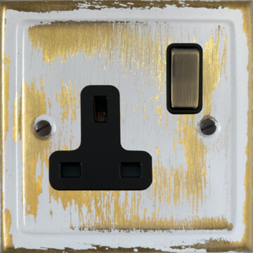 trimline dover bronze socket (single socket/antique brass switch/black insert) front fc20825