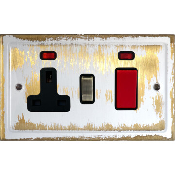 trimline dover bronze cooker switch with socket (antique brass switch/black surround) front fc20825