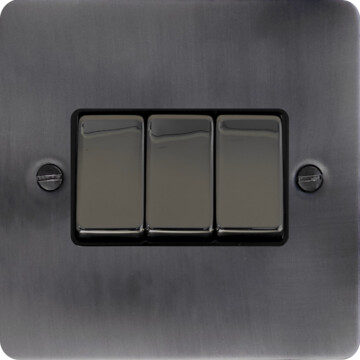 flat slate effect light switch (3 gang/black nickel switches) front fc20825