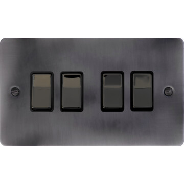 flat slate effect light switch (4 gang/black nickel switches) front fc20825