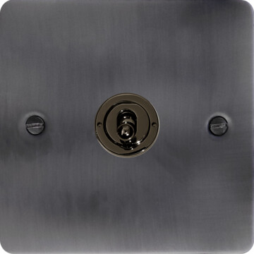 flat slate effect toggle switch (1 gang/black nickel toggle) front fc20825