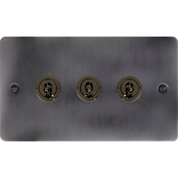 flat slate effect toggle switch (3 gang/black nickel toggle) front fc20825