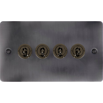 flat slate effect toggle switch (4 gang/black nickel toggle) front fc20825