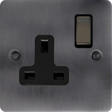 flat slate effect single socket (black nickel switch) front fc20825