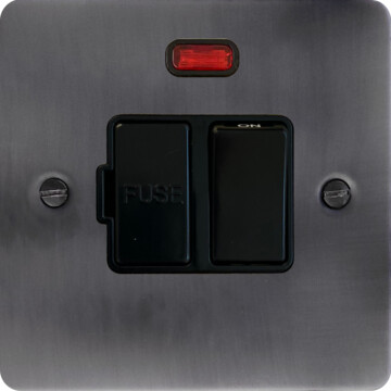 flat slate effect switched fused spur with neon (black switch) front fc20825