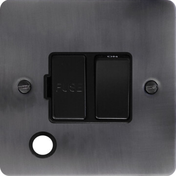 flat slate effect switched fused spur with flex outlet (black switch) front fc20825