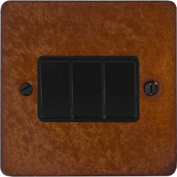 flat rust light switch (3 gang/black switches) front fc20825