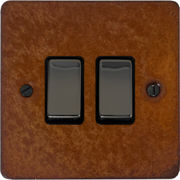 flat rust light switch (2 gang/metal switches) front fc20825