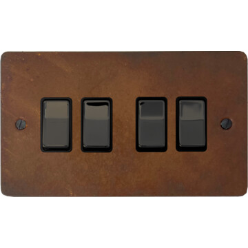 flat rust light switch (4 gang/metal switches) front fc20825
