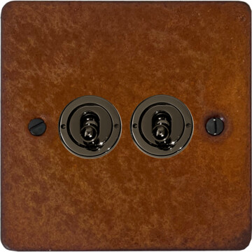 flat rust toggle switch (2 gang) front fc20825