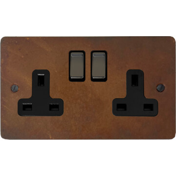 flat rust double socket (metal switches) front fc20825