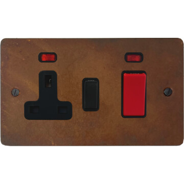 flat rust cooker switch with socket (black switch) front fc20825